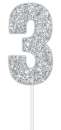 Silver Glitter Cake Topper - No 3